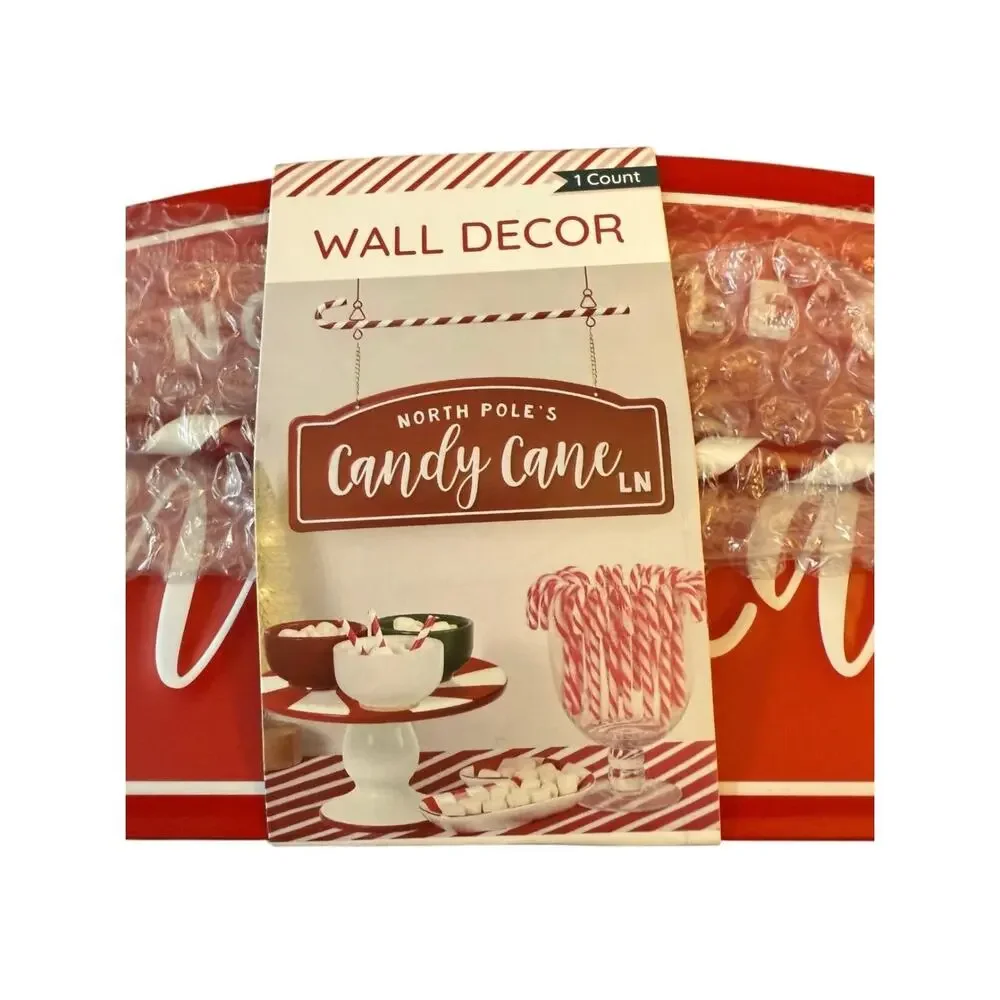 Target Bullseye Metal Hanging Sign 2024 Candy Cane Lane Decor Red Christmas